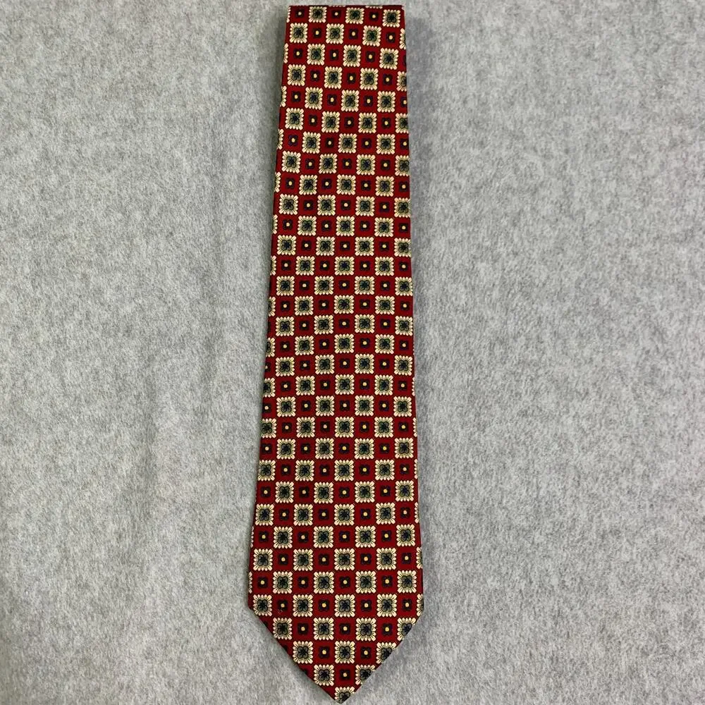 Brooks Brothers Tie Mens Red Floral All Over Print Silk Made In USA